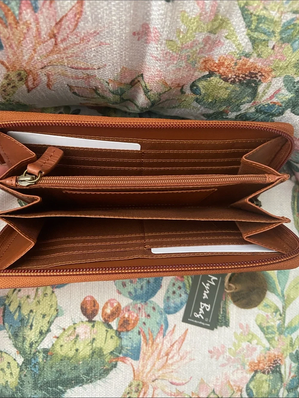 Myra Bag Rogue Wallet Cognac Brown Leather Clutch Wristlet Wallet Western NWT